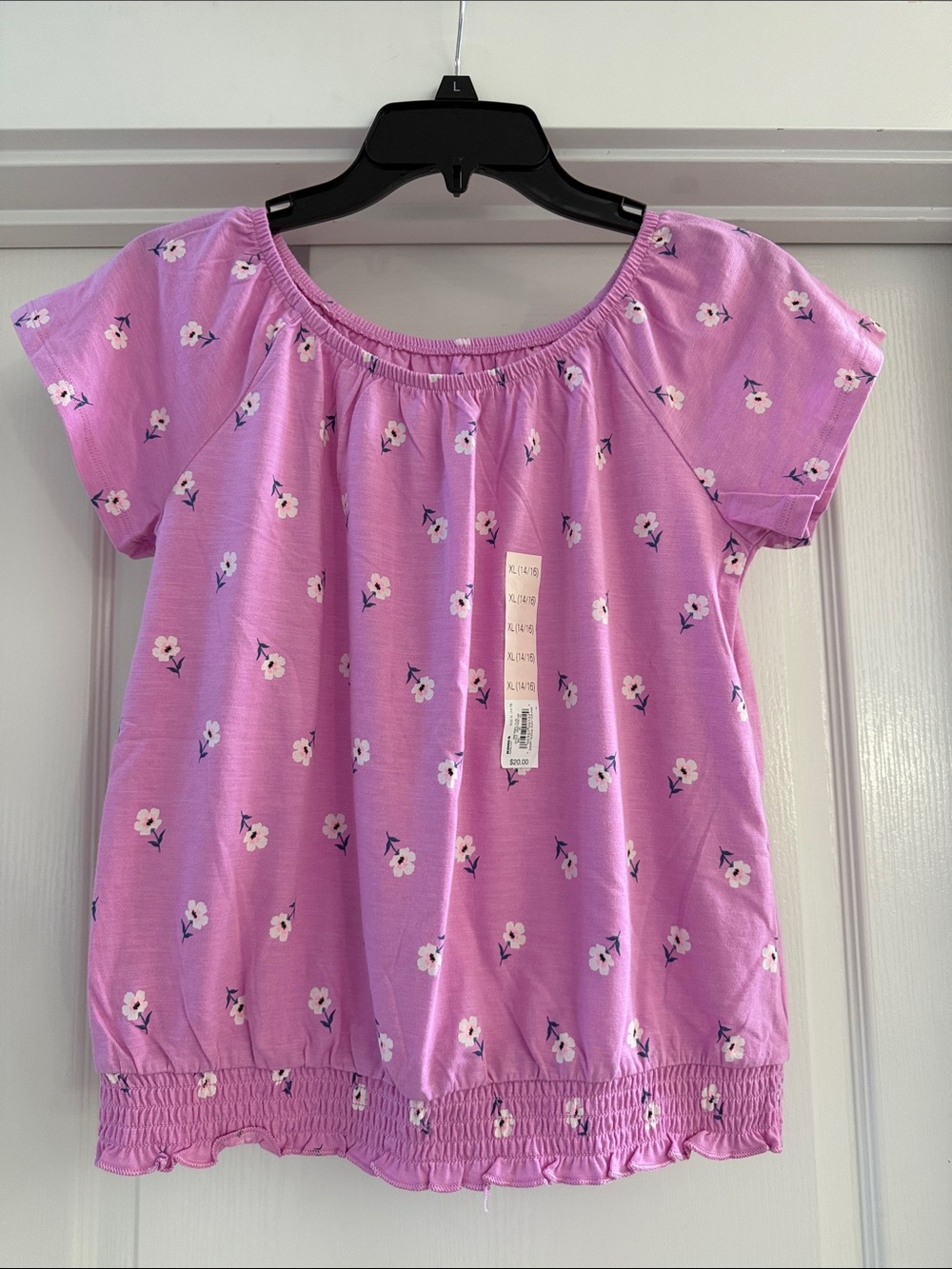 Girls' Lavender/Pink Floral Short-Sleeve Top